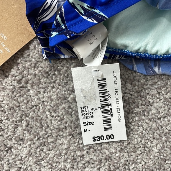 Hobie Swim off the shoulder Blue tropical print swim top bikini, size Medium - Picture 7 of 8